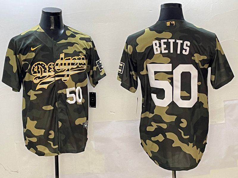 Men Los Angeles Dodgers #50 Betts Camo Joint Name 2025 Nike MLB Jersey style 8